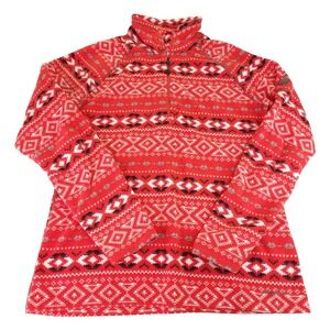 Eddie Bauer Jacket Womens Large Red Fleece Pullover Aztec Native First Ascent